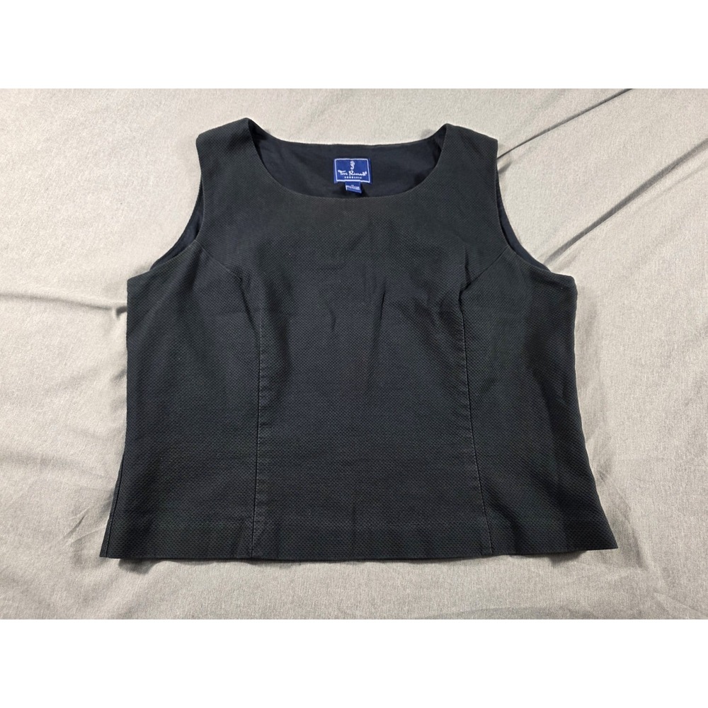 Tori Richard Sleeveless Crop Blouse Top, Lined, Side Zip, Textured, Black